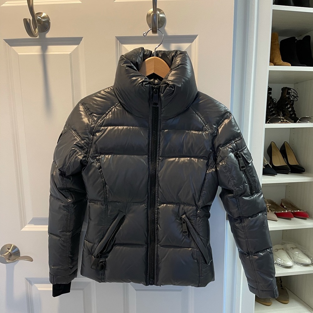 SAM coat-puffer jacket. color slate gray size xs